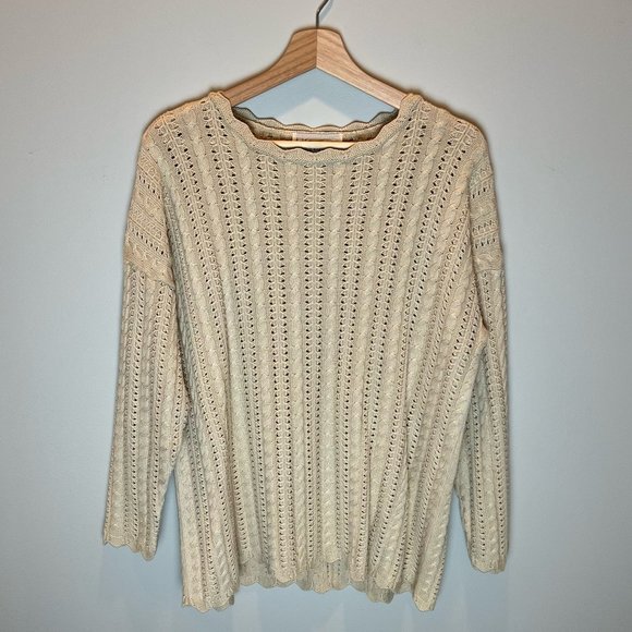 Canadian Vintage Knit Cotton Blend Neutral Beige Sweater - Picture 1 of 3
